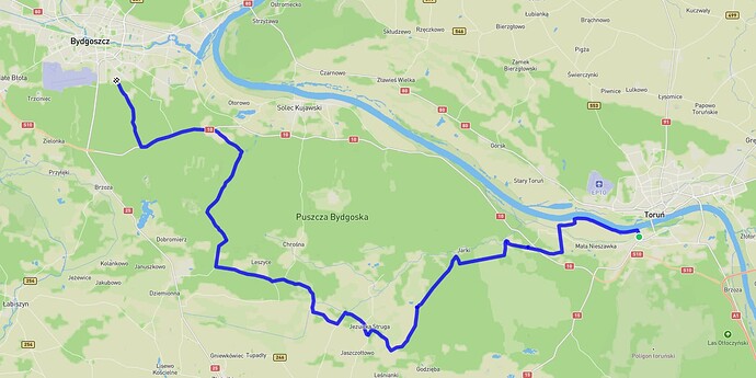 Trasa Toruń bydgoszcz 67km